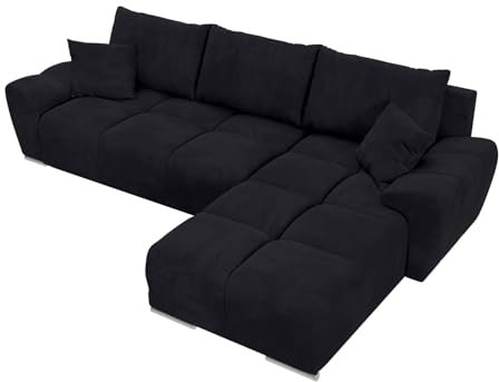 BROMARKT NUBES Ecksofa - Eckcouch mit Schlaffunktion und Bettkasten - Wohnzimmer Couch - - Sofa L Form - Bettsofa - Möbel - Big - 294x184 cm - Graphit