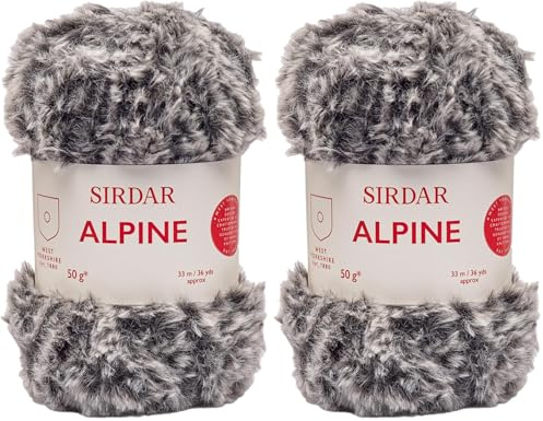 Sirdar Alpine, Luxe Faux Fur Yarn, Seal (402), 50g (Pack of 2)