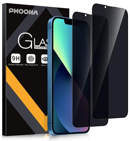 Phoona Sichtschutz Schutzfolie für iPhone 13 MiNi 5.4,9H Härte Anti-Peep-Schutzglas,Anti-Kratzer,Anti-Spionage Schutz für den Bildschirm,2 Stück