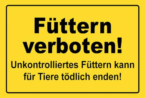mrdeco Metall Schild 12x18cm gewölbt Füttern verboten Warnschild Hinweis Blechschild
