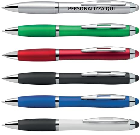 PENNE PERSONALIZZATE CON STAMPA A COLORI UV, PENNE TOUCH IN PLASTICA (25 PEZZI, BLU)
