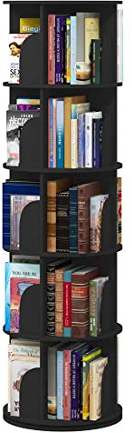 INTEXCA & DESIGN Bücherregal mit 5 Ebenen, um 360° drehbar, stapelbar, Schwarz