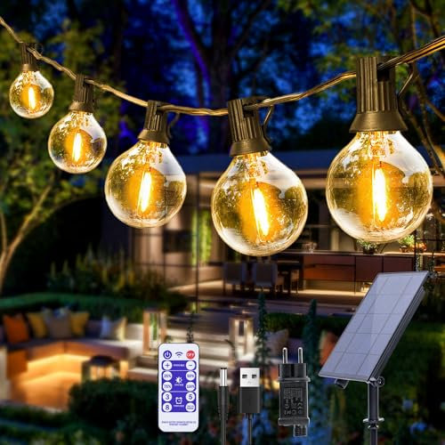 Macchiatto 12m Outdoor Lichterkette mit 31+1 G40 LED Glühbirnen, IP44 Wetterfest für Garten, Terrasse, Hochzeiten, Partys