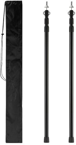 Tent Tarp Poles - 2 Pack Aluminum Camping Tarpaulin Poles, Parasol Canopy Support Poles, Adjustable Metal Sunshade Poles, Telescopic Tarpaulin Support Poles for Garden, Outdoor, Beach