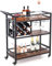GIANTEX Carrello da portata con ruote, carrello da cucina a 3 livelli, con portabottiglie e porta bicchieri, carrello bloccabile con manico, design industriale, 91 x 36 x 92 cm