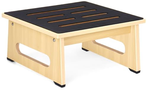 Un marchepied en bois de 17,5 cm pour adultes et personnes âgées avec coussinet en caoutchouc antidérapant, pour intérieur et extérieur, 100 kg, support portable en bois pour salle de bain, cuisine,
