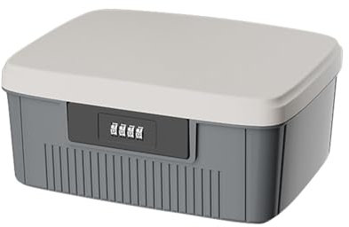 TWSOUL Coffre-fort avec code numérique, boîte de sécurité extérieure, coffre-fort à deux couches, boîte refermable, serrure à combinaison, boîte portative de médecine (gris)