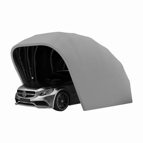 yjnhxns 18x8,2x7,6ft Hochleistungs-Carport für den Außenbereich, mobiler, zusammenklappbarer, halbautomatischer Auto-Überdachungsschutz, Carport aus Edelstahl, für Auto, LKW, Boot(Light Gray)