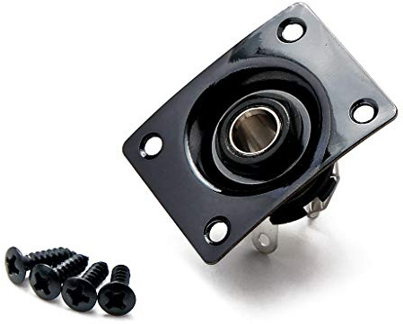 WLDJXLGL Metal 1/4 Guitar Output Jack Plate Input Jack Socket Replacement for Tele SG Electric Guitar Bass Parts (Black)