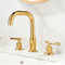 ZYCDP Grifo de Lavabo Tres Orificios Griferia Lavabo Dorado, Grifo Lavabo 3 Agujeros Grifo Baño 2 Mandos Grifo de Lavabo agua Fría y Caliente