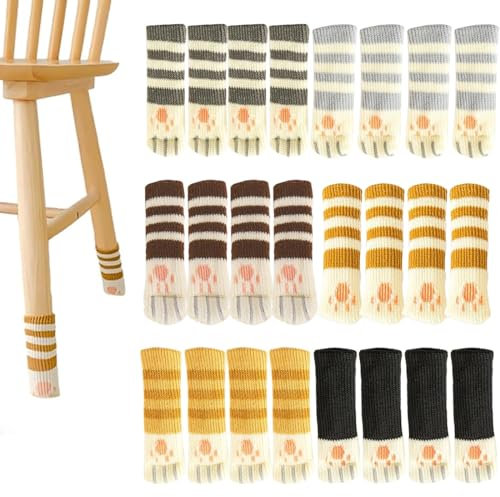 Chaussette Chaise pour Pieds de Chaise, 24pcs Élastique Chaussette pour Chaise, Tricotage Protection Pied de Chaise, pour Convient aux Pieds de Chaise, Évitez Les Rayures et Le Bruit