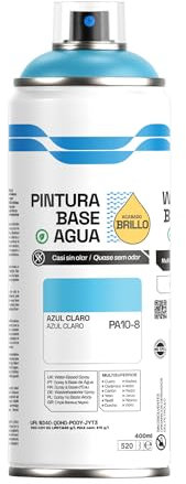 H HANSEL HOME Pintura Spray Base Agua 400ml - Para Muebles, Metal, Plástico y Madera - Ecológica y Sin Olor, Colores Duraderos - Azul Claro, 1 unidad