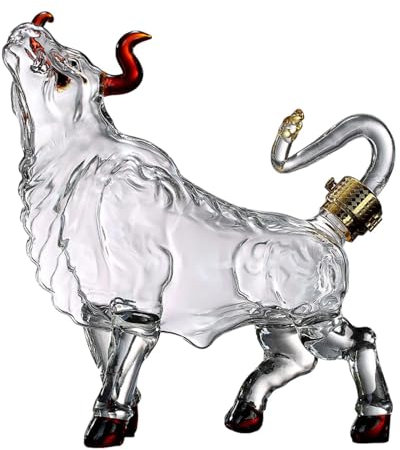 JYOGCEPF 1000ml Creative Wine Bottle,Glass Liquid Decanter,Animal Bull Wine Decanter Dispenser,Wine Aerator Accessory for Wine Lovers Decanters