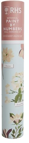 RHS The Royal Horticultural Society Paint By Numbers Hanging Kit with 24 Paints & 3 Brushes, Botanical Design, 400 x 500 mm, Multicoloured, Learn to Paint for Adults