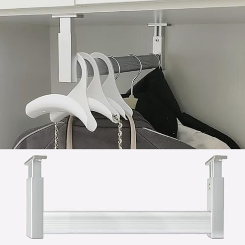 WWERTYY Kleiderstange für die Deckenmontage, höhenverstellbare Kleiderstange für den Schrank, platzsparendes Kleiderstangen-Aufhängerohr für den Schlafzimmerschrank (Silber, 90 cm)