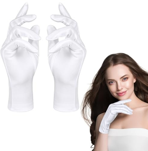 Aomig Handschuhe Damen Herren Kostüm-Handschuhe Zubehör Etiquette-Genähte Handschuhe & Fäustlinge für Formelle Smokings Karneval Weihnachten Polizei Parade Maskerade Cosplay Schmuckinspektion (Weiße)