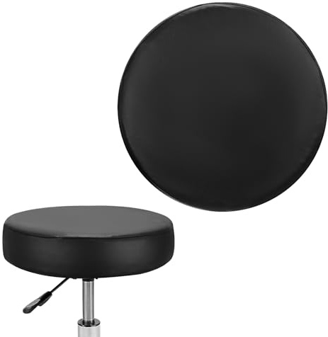 M METERXITY Bar Stool Covers Round PU for 12-14 Inch Chair, Black | Waterproof Seat Covers with Elastic Bands No Sponge Pad for Bar for Bar Stool/Round Cushion