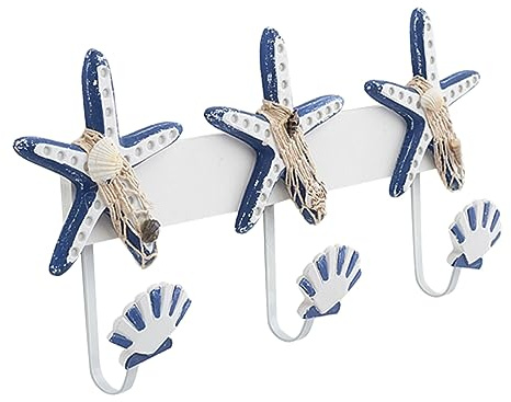 AKOOSY Perchero De Pared Decorativo Estilo Mediterráneo Ganchos Para Llaves y Ropa Colgador Resistente De Diseño Náutico Para Entradas y Dormitorios