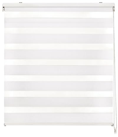 Tenda a Rullo Night and Day, Doppio Tessuto, per Interni, Varie misure, Vari colori, Bianco, Lino, Grigio, Tortora, Avorio (Bianco/white, 90 x 252 cm)