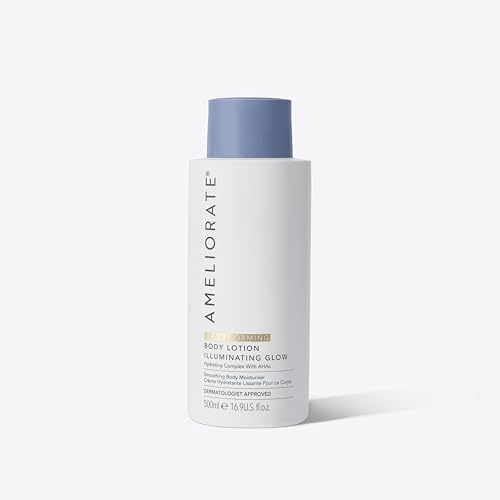 AMELIORATE Illuminating Glow Transforming Body Lotion 500ml for Keratosis Pilaris (KP) & Dry Skin | Exfoliating Moisturiser with Lactic Acid (AHA) & Pearl Particles for an Instant Shimmering Glow
