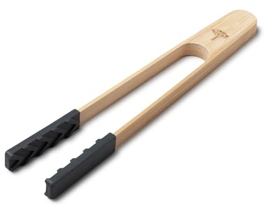Zeal Bamboo & Silicone Kitchen Tongs – Non-Scratch, Heat Resistant, Easy Grip Cooking & Serving Tongs, 25cm (Dark Grey)