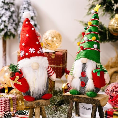 ACAREY Weihnachtsdeko Wichtel, 2 Stück Weihnachtswichtel Figuren Plüsch Weihnachten Deko Figuren Wichtel Zubehör Für Weihnachtsdeko Innen, Tische, Fenster, Kamin