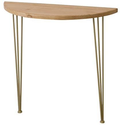 Flurtisch, Sofatisch, Konsolentisch, Wohnzimmer, Industrie-Konsolentisch für H, Halbrunder dekorativer Tisch, schmale Sofa-Beistelltische mit Haarnadelbeinen, schmaler Wandtisch für Wohnzimm