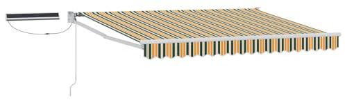 vidaXL Elektrische ausziehbare Markise Grün, Gelb, Weiß 2,5 x 2 m, Moderne elektrische Markise, Schatten für draußen, Aluminium-Pavilion, ausziehbarer Schutz, Gartenrücksitz, umweltfreundlich