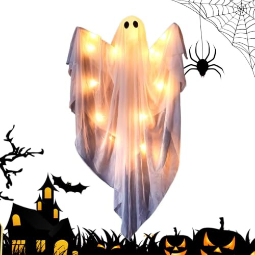 Fantôme Halloween Déco Maisons Hantées Avec Lumières LED Et Son | Décor Fantôme Pour Extérieur, Intérieur, Porte d'Entrée, Porche, Jardin, Cheminée, Fête