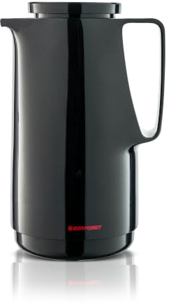 ROTPUNKT Isolierkanne 1 Liter mit Glaseinsatz – Thermokanne & Warmhaltekanne für Kaffee und Tee - Made in Germany - hält Getränke bis zu 24 Std heiß & 36 Std kalt (black)