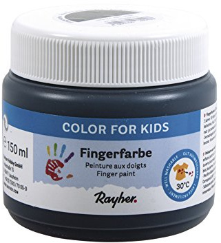 Rayher 38959576 Fingerfarbe, Dose 150ml, schwarz