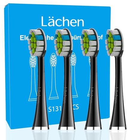 Lächen Standardbürstenkopf,Passend für alle elektrischen Zahnbürsten von Lächen, S131 Schwarz, 4 Stück,für T8 / 051B / H9/ T7 /T5