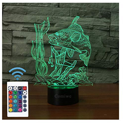 Comiwe Angeln 3D Illusion Nachtlicht Spielzeug,Dekoration LED Nachttischlampe 16 Farben Ändern mit Fernbedienung,Weihnachten Deko Lampe Geburtstagsgeschenk Für Mädchen Jungen Kinder und Freunde