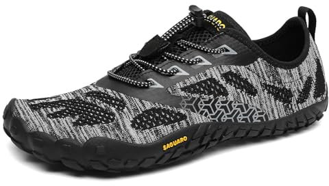 SAGUARO Barfußschuhe Herren Fitnessschuhe Damen Barfussschuhe Schnell Trocknend Traillaufschuhe rutschfest Unisex Aquaschuhe Atmungsaktiv Leicht Sommer Outdoor Wasserschuhe Hellschwarz 41 EU