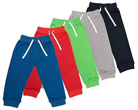Lovjoy Pantalón Chándal Bebé Niños - Pack 3 o 5 Colores - 1-4 años - Calidad Comodidad - 100% Algodón Suave - Cintura Elástica – Unisex