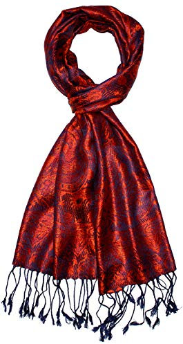 Lorenzo Cana Seidenschal für Männer aus 100% Seide gewebter Herrenschal elegant Paisley Muster Blau Orange 786481177