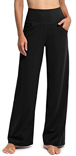 Promover Wide Leg Pants for Women with Pockets Stretch Black,XL,Regular