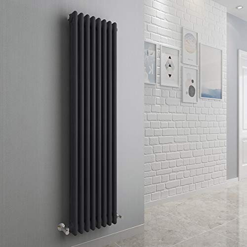 Warmehaus - Traditional Cast Iron Style Anthracite 3 Column Vertical Radiator 1500x380mm - Modern Central Heating Space Saving Radiators - Perfect for Bathrooms, Kitchen, Hallway, Living Room