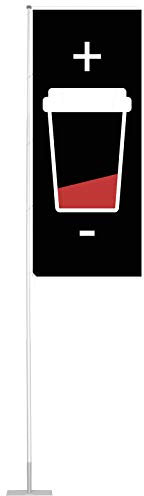 Vispronet Flagge Kaffee zum Mitnehmen - Hohlsaum und Ösen - 120x300 cm - für mobilen Fahnenmast T-Pole 100 & 200