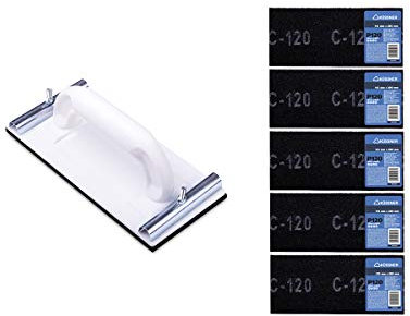 Küssner kit Ponceuse à main 230 x 105 mm avec 5 pièces grilles abrasives à grain 120, Cale à Poncer Manuelle, Cale à poncer Rectangulaire A0180-900512 Blanc