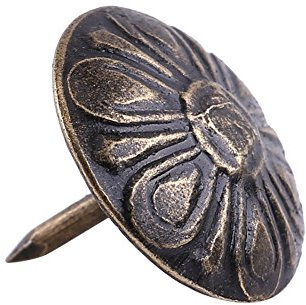 Hilitand 100 piezas de clavos de tapicería Vintage, etiqueta de metal de bronce, muebles, sofá, puerta de zapatos, tachuela decorativa, pasadores y tachuelas (Bronce verde 10 * 14 mm)