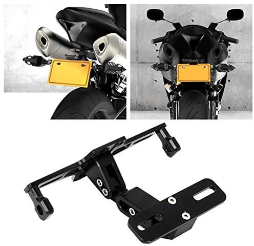 Aukson Tail Tidy Motorcycle Fender Eliminator, Universal License Plate Holder with LED Light (Black)