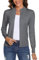 Aottori Cardigan Donna con Zip Maglione Cerniera Leggero Giacca in Maglia Elegante Golfino a Maniche Lunghe Pullover Aperta Casual per Primavera Autunno Invernale Grigio L
