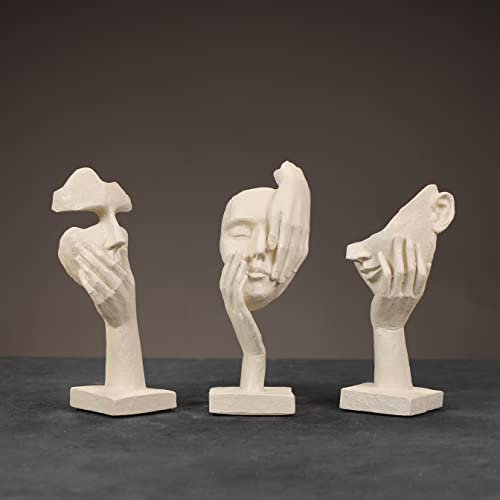 furni24 Wohnaccessoires Deko, Handgefertigt, ekoartikel, Skulpturen,Statuen (Minimalistische Dreifach skulptur/Beige)