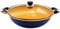 Homatz Wok Pan with Glass Lid & Silicon Trivet Mat 32cm Stir Fry Pan – Non Stick Wok Ceramic Coating, Induction Base, Aluminium, Riveted Handles I Blue