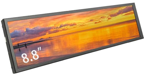 LESOWN 8.8 inch Ultra Wide Monitor Stretched Bar LCD Display Screen 1920x480 Small Widescreen Monitor for RPi AIDAS CPU Monitoring
