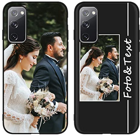 Yoedge Personalisierte Handyhülle für Samsung Galaxy S20 FE/S20 Lite Hülle Personalisiert 6,5, Schwarz Schutzhülle mit Selbst Gestalten Eigenem Foto Bedrucken Bild Text Hülle für Samsung S20 FE