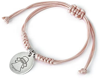 Mopec Lot de 4 bracelets cordon rose médaille ange gardien