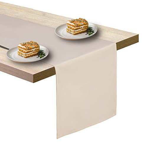 BAZIOE Samt Tischläufer Beige - Moderner Dekoläufer für Tische, Partys & Festivals - Abwaschbar, 183 * 33 cm