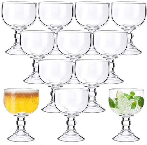 Sabary Set of 12 21.5 oz Schooner Margarita Glasses Bulk Extra Large Glass | Clear Schooner Margarita Glasses, Shrimp Cup Thick Bottom Goblet Cocktail Glasses for Coronaritas Beer Margarita Juice Water